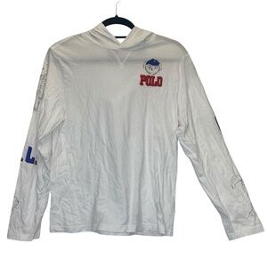 Polo Ralph Lauren Polo Bear White Hooded Long Sleeve T-Shirt Kids Large